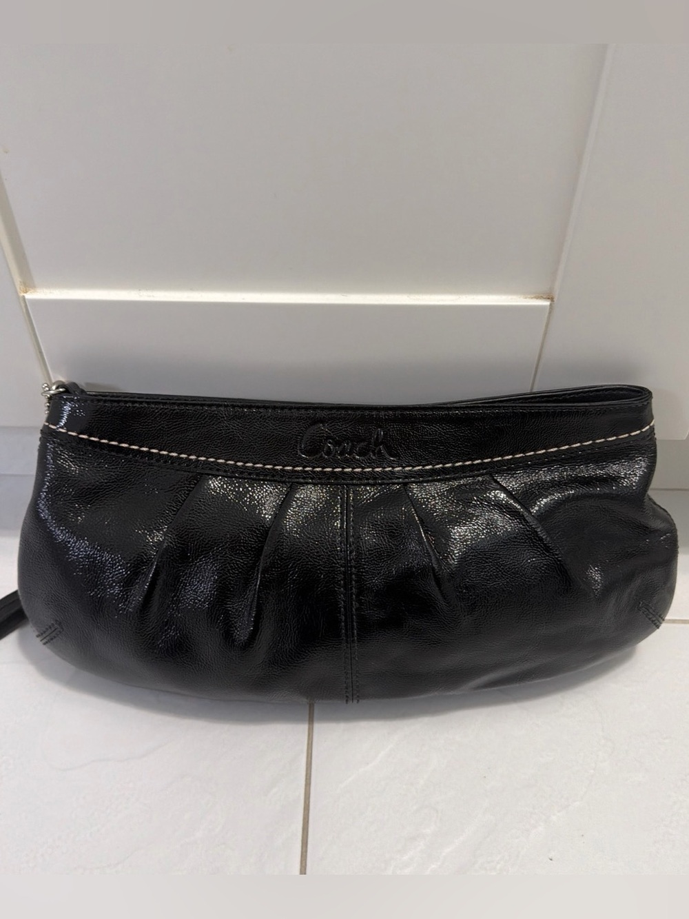 Coach Black Leather Wristlet Clutch
